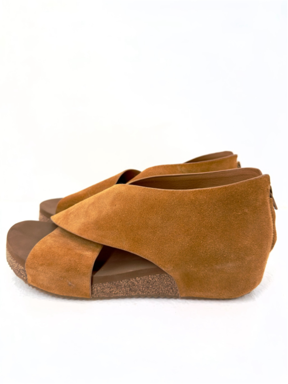 VOLATILE Gainsbourg BOHO Platform Wedge SANDALS Suede Brown Shoes WOMENS 9